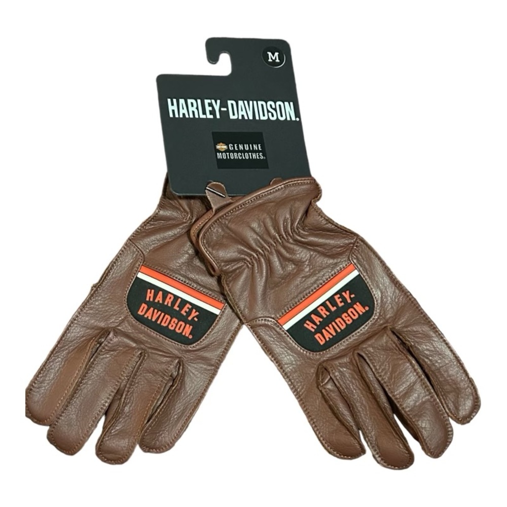 Harley-Davidson Men’s Hampton Full-Finger Brown Leather Gloves